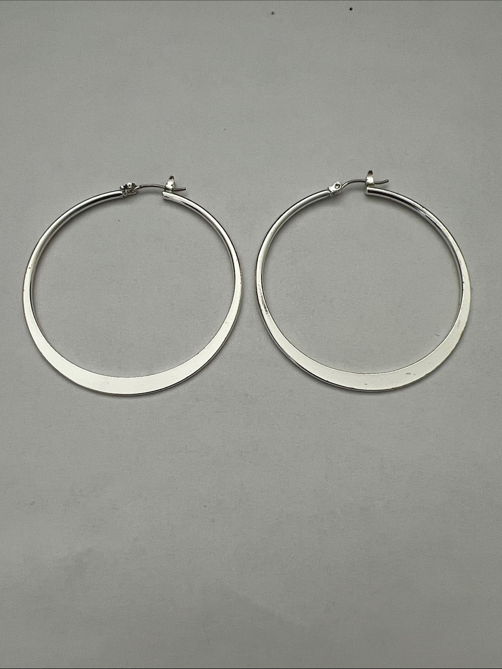Sterling Silver Large Hoop Earrings - Silver